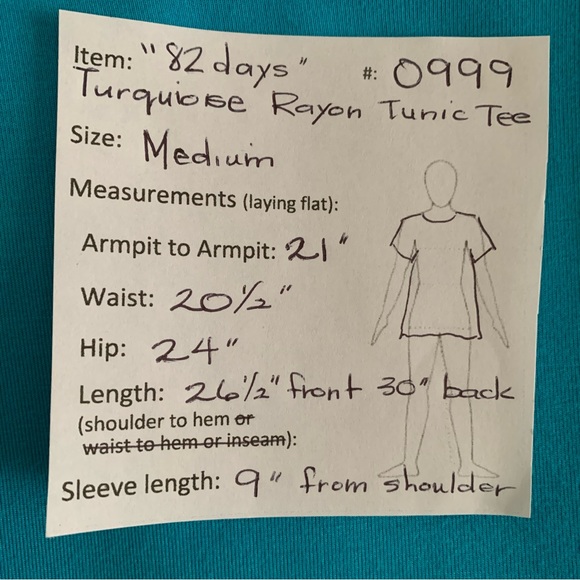 🔥5/$20🔥 “Popana” Turquoise Stretch Rayon Cardigan and Tee Tunic size M & L - Picture 9 of 10